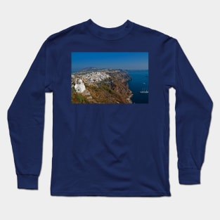 Greece. Santorini. Looking at Thira. Long Sleeve T-Shirt